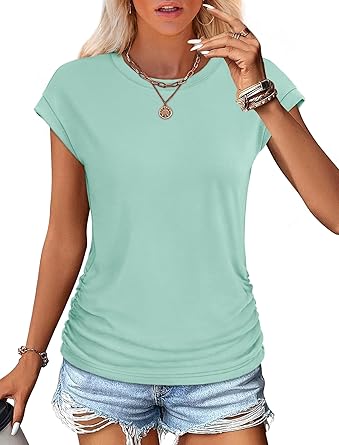 Women Summer Tops 2026 Spring Sweaters Dressy Casual Short Sleeve Shirts Business Blouses