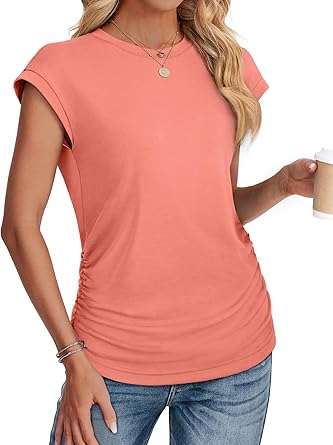 Women Summer Tops 2026 Spring Sweaters Dressy Casual Short Sleeve Shirts Business Blouses