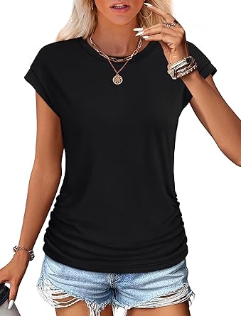 Women Summer Tops 2026 Spring Sweaters Dressy Casual Short Sleeve Shirts Business Blouses