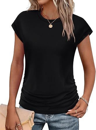 Women Summer Tops 2026 Spring Sweaters Dressy Casual Short Sleeve Shirts Business Blouses