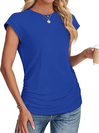 Women Summer Tops 2026 Spring Sweaters Dressy Casual Short Sleeve Shirts Business Blouses