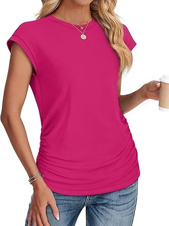 Women Summer Tops 2026 Spring Sweaters Dressy Casual Short Sleeve Shirts Business Blouses