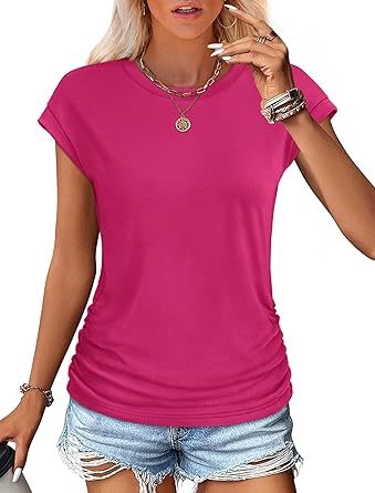 Women Summer Tops 2026 Spring Sweaters Dressy Casual Short Sleeve Shirts Business Blouses