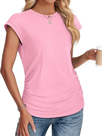 Women Summer Tops 2026 Spring Sweaters Dressy Casual Short Sleeve Shirts Business Blouses