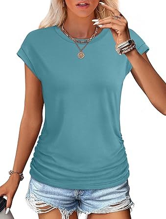Women Summer Tops 2026 Spring Sweaters Dressy Casual Short Sleeve Shirts Business Blouses