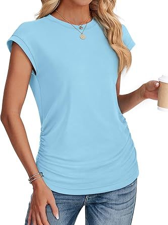 Women Summer Tops 2026 Spring Sweaters Dressy Casual Short Sleeve Shirts Business Blouses