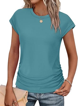 Women Summer Tops 2026 Spring Sweaters Dressy Casual Short Sleeve Shirts Business Blouses