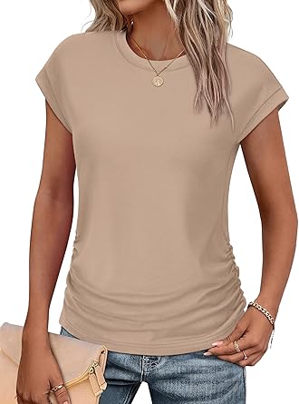 Women Summer Tops 2026 Spring Sweaters Dressy Casual Short Sleeve Shirts Business Blouses