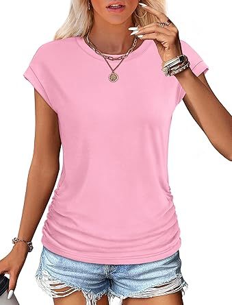 Women Summer Tops 2026 Spring Sweaters Dressy Casual Short Sleeve Shirts Business Blouses