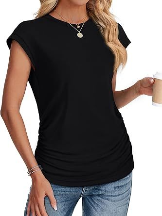 Women Summer Tops 2026 Spring Sweaters Dressy Casual Short Sleeve Shirts Business Blouses