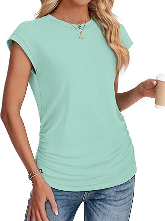 Women Summer Tops 2026 Spring Sweaters Dressy Casual Short Sleeve Shirts Business Blouses