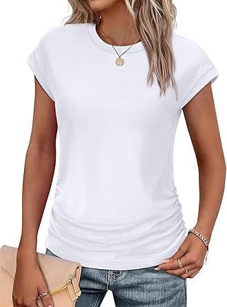 Women Summer Tops 2026 Spring Sweaters Dressy Casual Short Sleeve Shirts Business Blouses