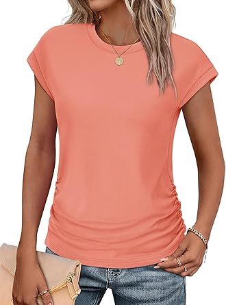 Women Summer Tops 2026 Spring Sweaters Dressy Casual Short Sleeve Shirts Business Blouses