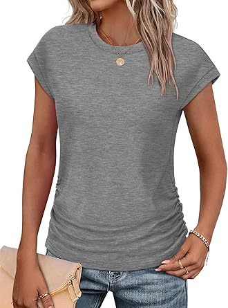 Women Summer Tops 2026 Spring Sweaters Dressy Casual Short Sleeve Shirts Business Blouses