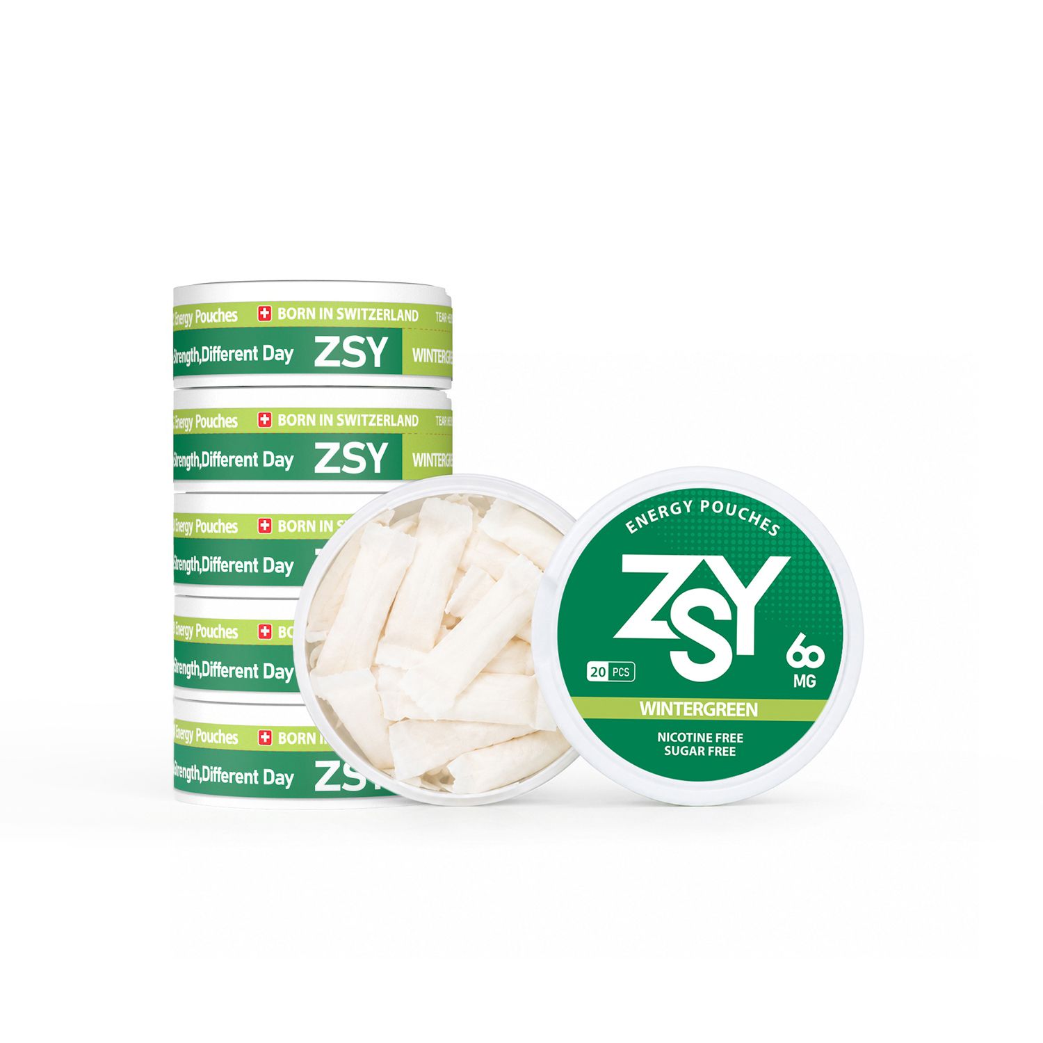 ZSY Wintergreen Energy Pouches – 60mg Caffeine | Nicotine-Free