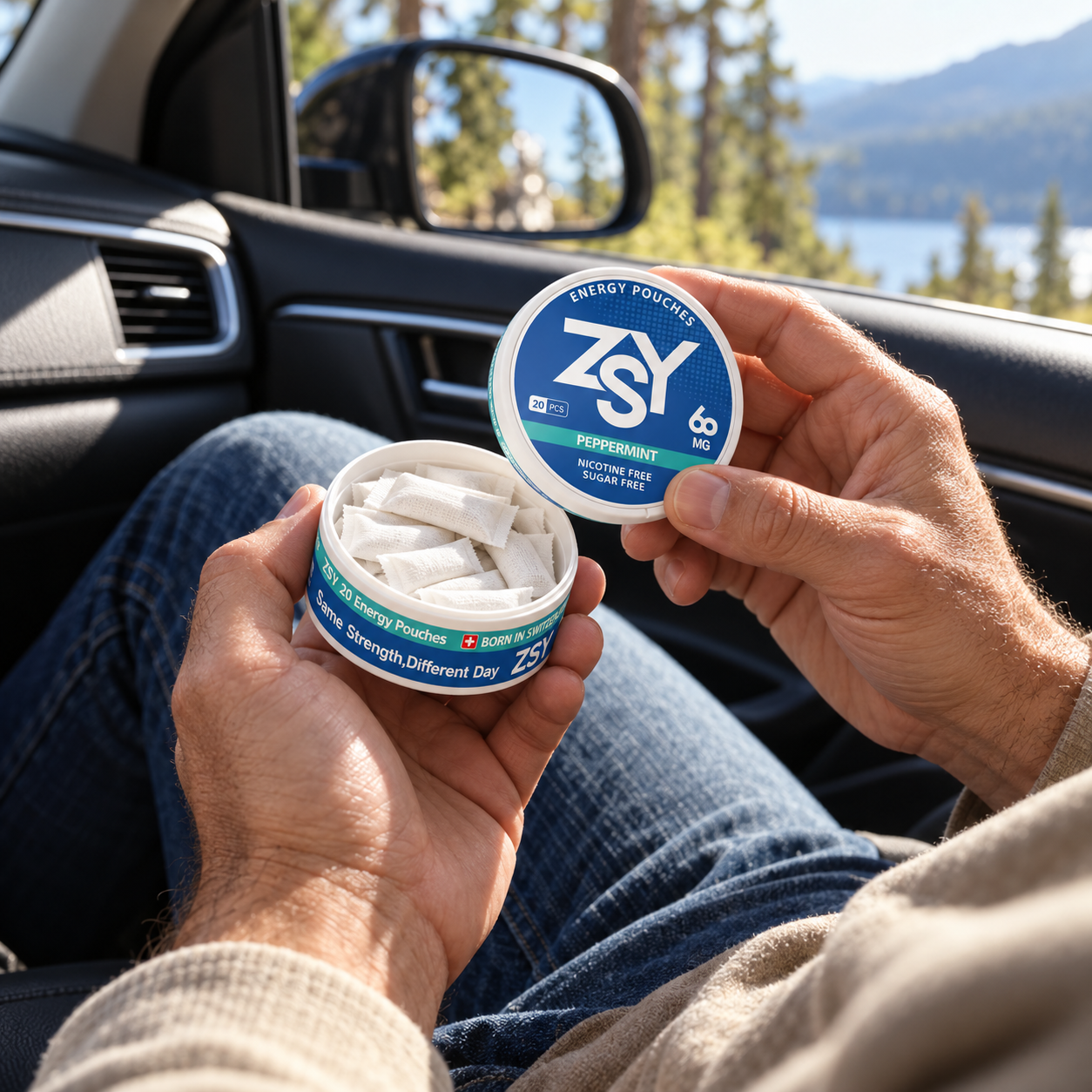 ZSY Peppermint Energy Pouches – 60mg Caffeine | Nicotine-Free