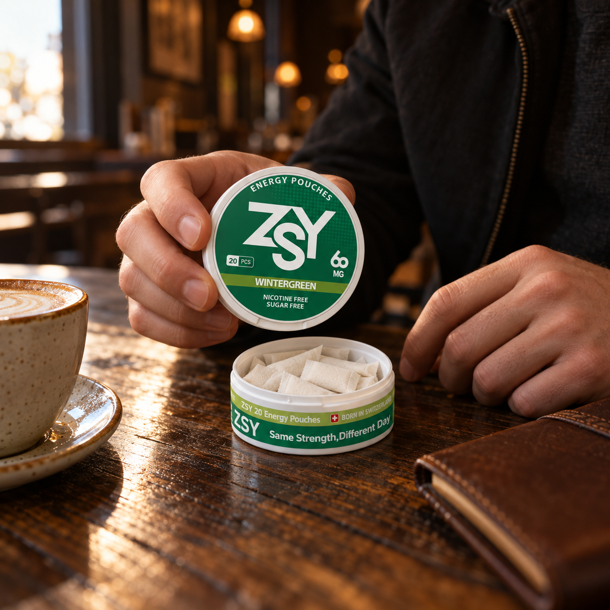 ZSY Wintergreen Energy Pouches – 60mg Caffeine | Nicotine-Free