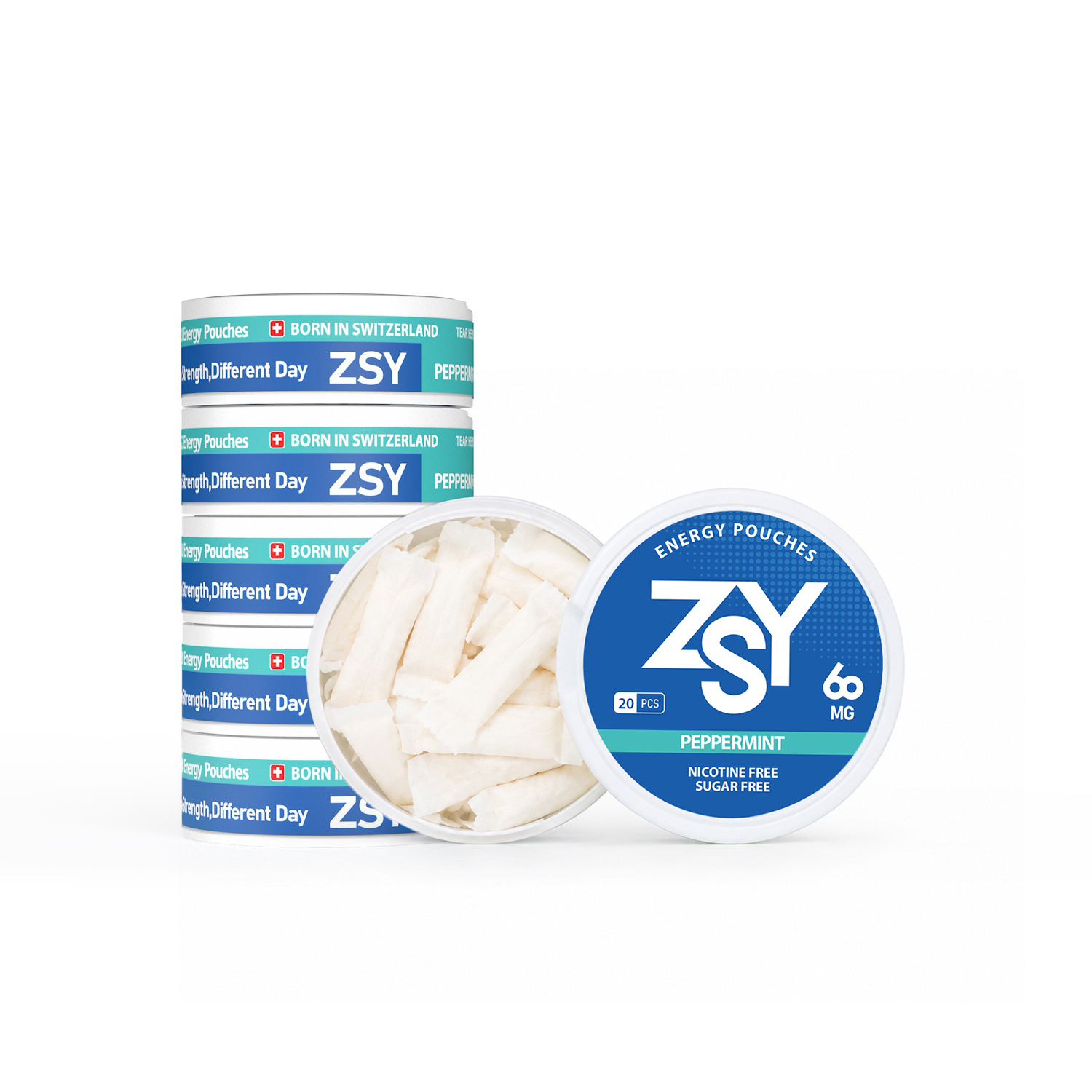 ZSY Peppermint Energy Pouches – 60mg Caffeine | Nicotine-Free