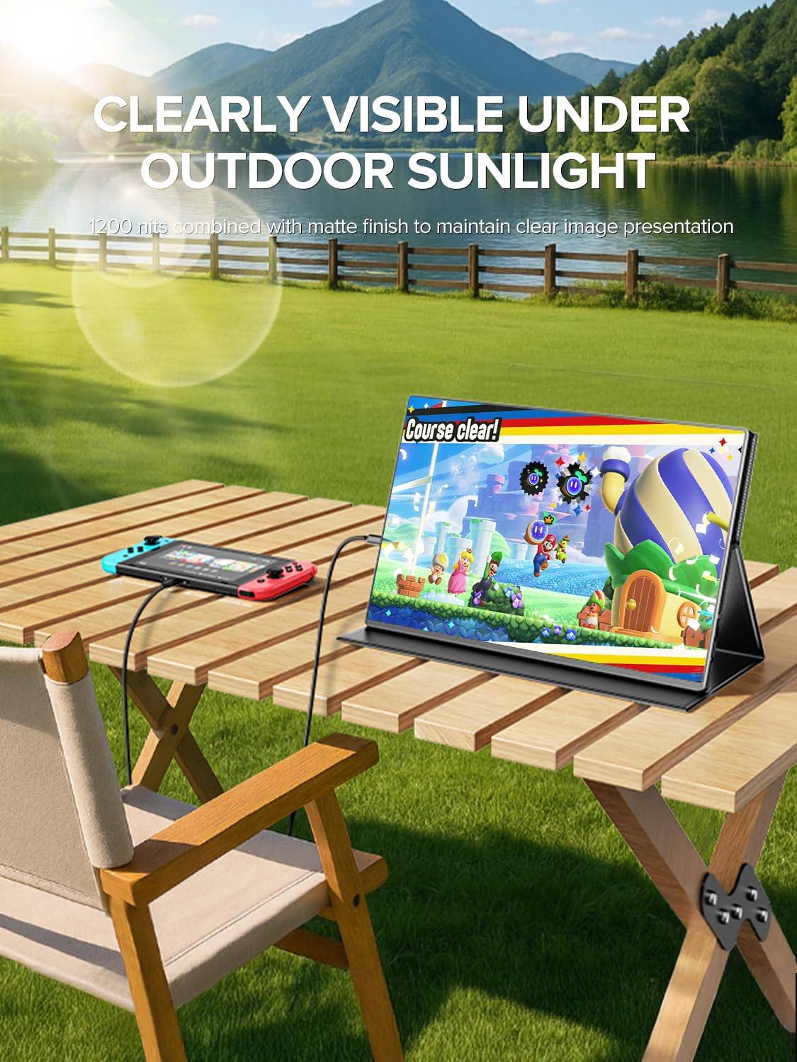 Portable Monitor 4K 16" | 1200 Nits Laptop Monitor | 3840 * 2400 UHD | 145% sRGB, 2000:1 Contrast | USB-C & MINI HDMI | VESA & Smart Case | Travel Screen for Computer, PC, Game Consoles
