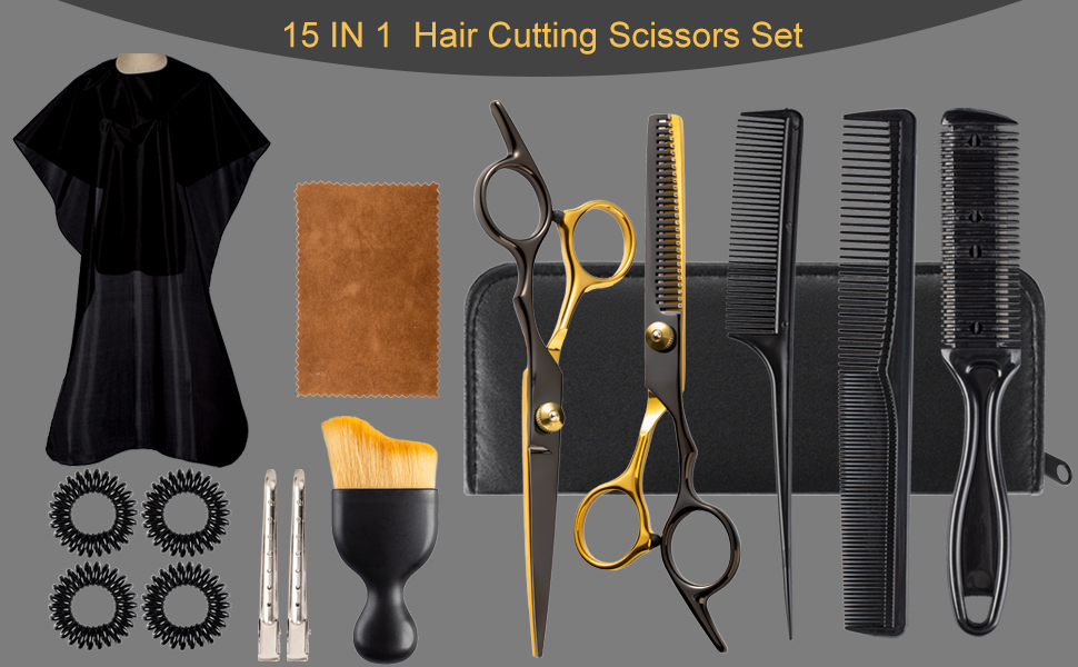 15 pcs Hair Cutting Scissors