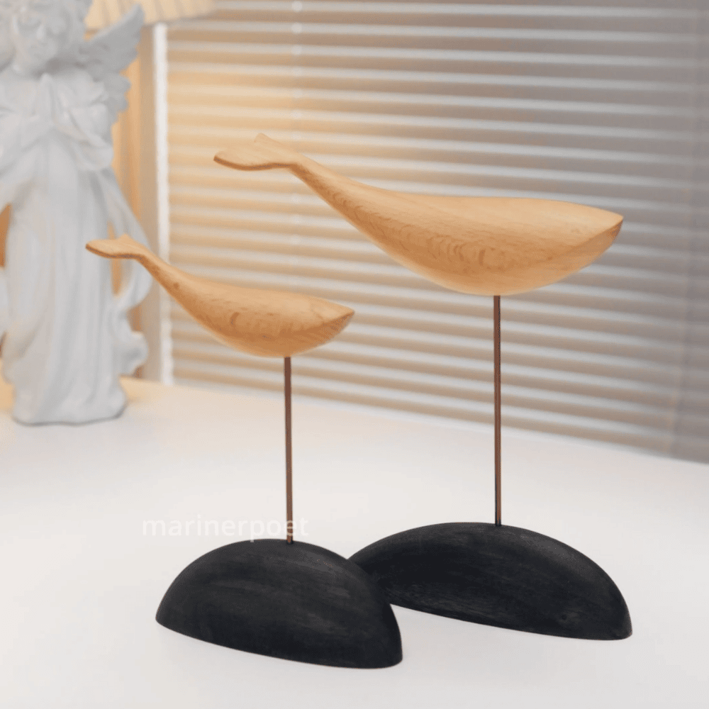 Handcrafted Wooden Whale Sculpture