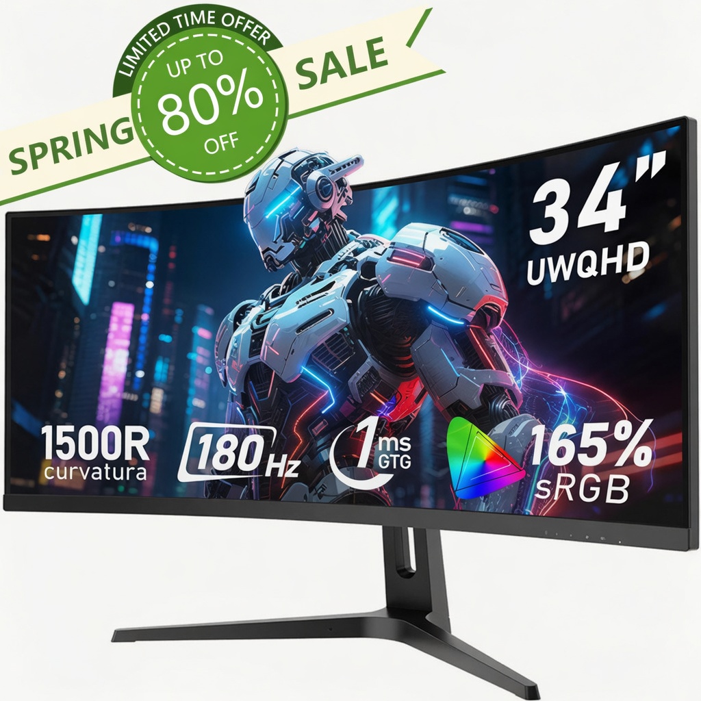 24/27/32/34 Zoll Curved Gaming Monitor 180Hz 1500/3000R WQHD (3440x1440) 4K mit Freesync, DisplayPort, HDMI, wandmontierbar