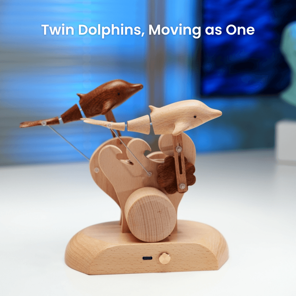 Handcrafted Wooden Dolphin Automaton