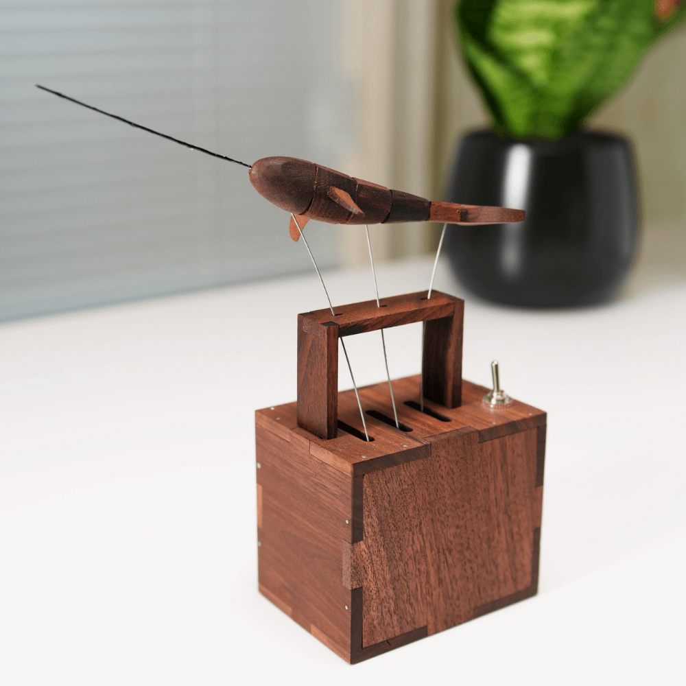 Handcrafted Walnut Whale Automaton