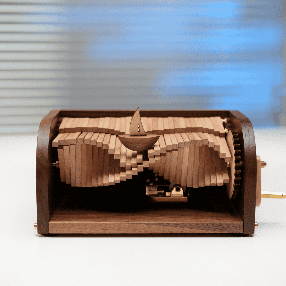 Handcrafted Wooden “Song of the Waves” Music Box Automaton