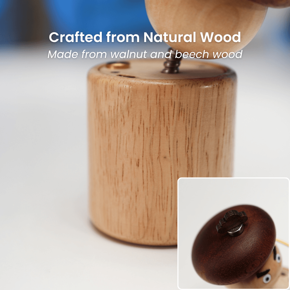 Handcrafted Wooden Mushroom Automaton