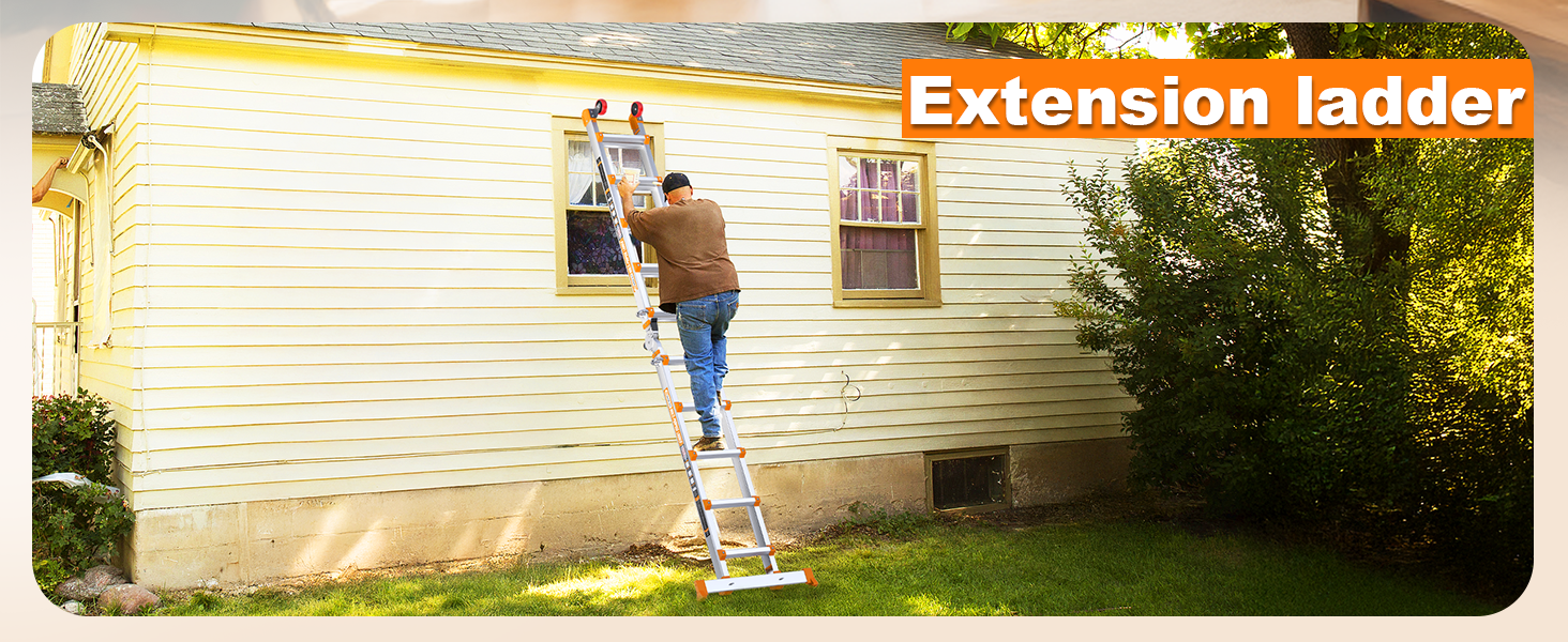 Extension ladder reaching second story