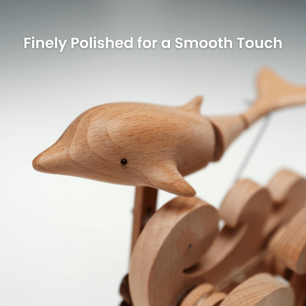 Handcrafted Wooden Dolphin Automaton
