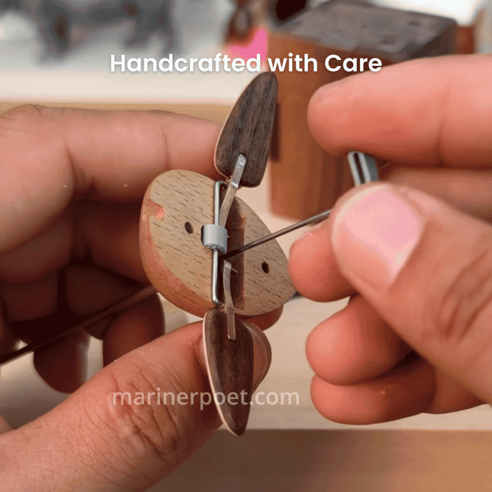 Handcrafted Walnut Bird Automaton