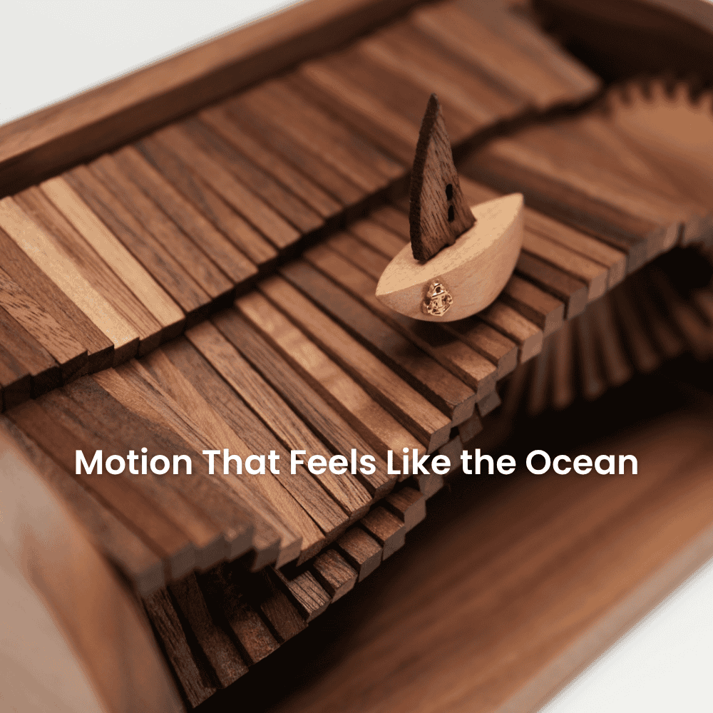 Handcrafted Wooden “Song of the Waves” Music Box Automaton