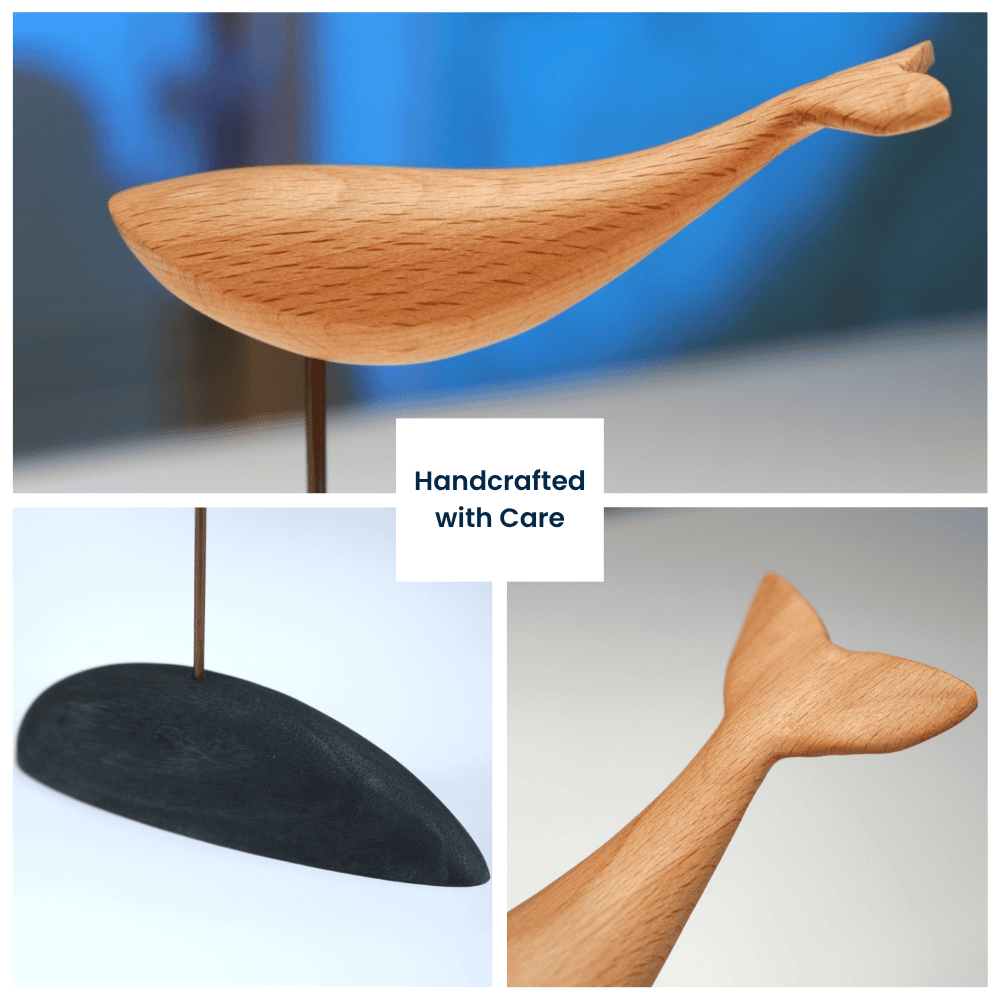 Handcrafted Wooden Whale Sculpture