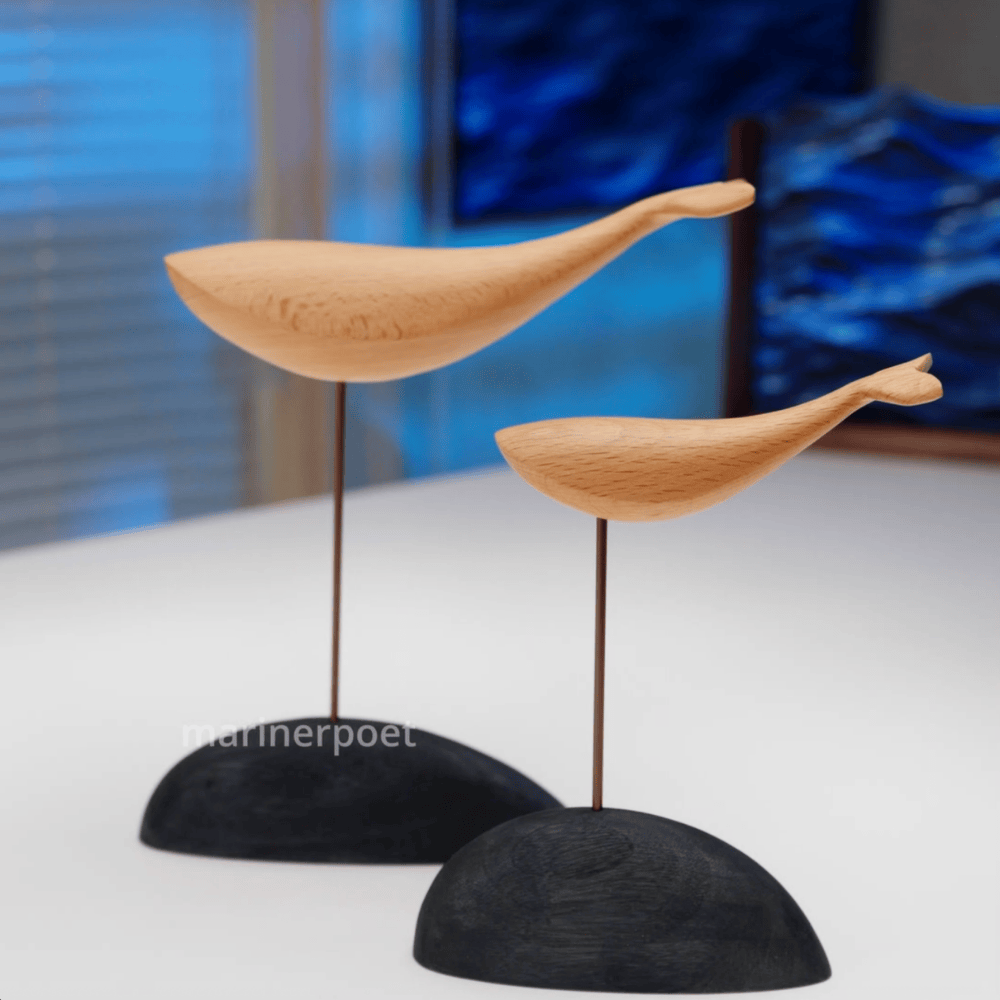 Handcrafted Wooden Whale Sculpture