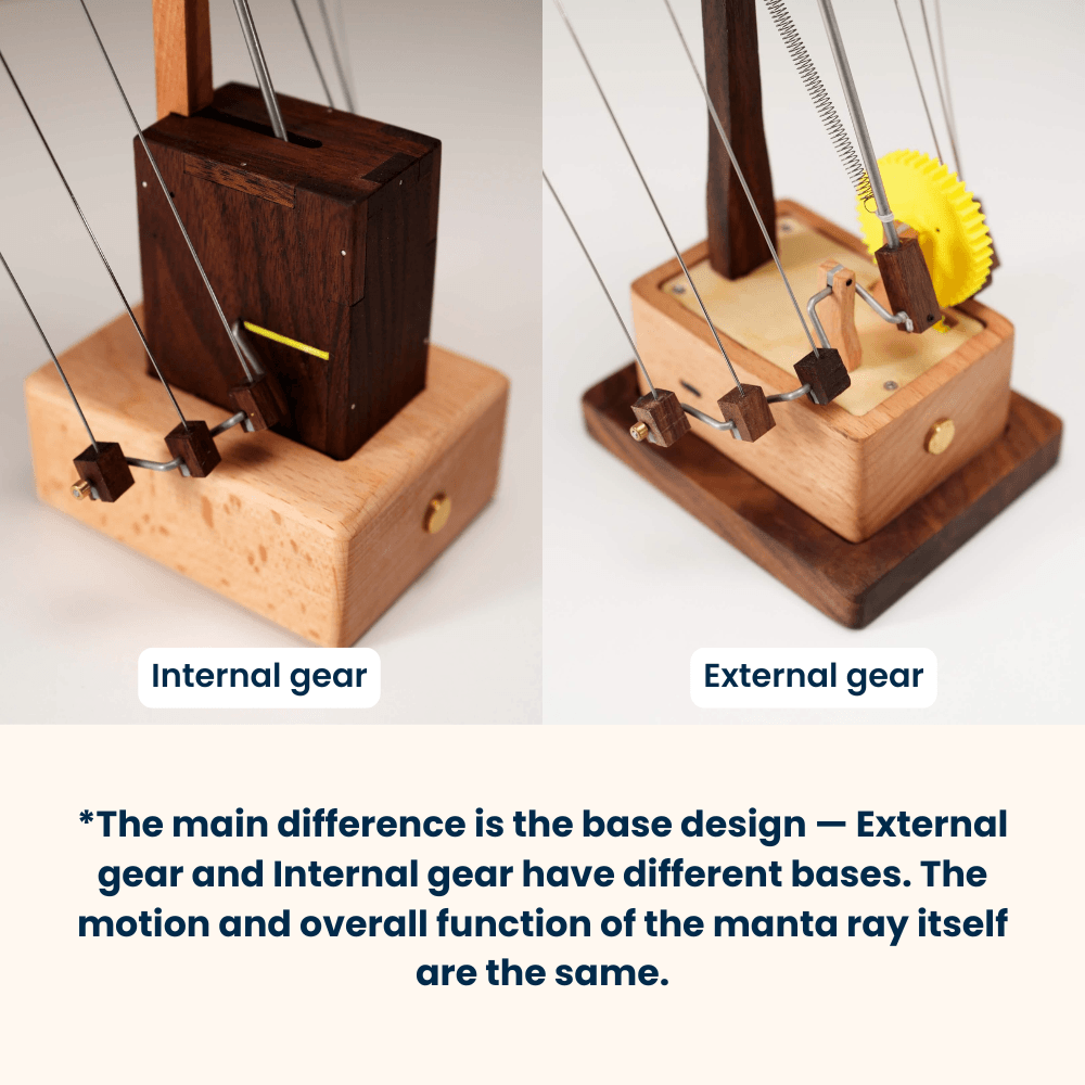 Handcrafted Wooden Manta Ray Automaton