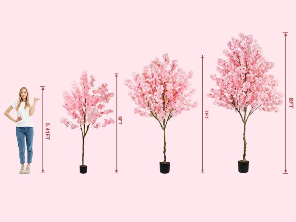Elegant 6FT 7ft 8ft Artificial Cherry Blossom Tree with Cement Pot - Lifelike Silk Faux Floral Plant for Home Office Wedding Indoor Outdoor Decor Pink White Elegant 6FT 7ft 8ft Artificial Cherry Blossom Tree with Cement Pot - Lifelike Silk Faux Floral Plant for Home Office Wedding Indoor Outdoor Decor Pink White
