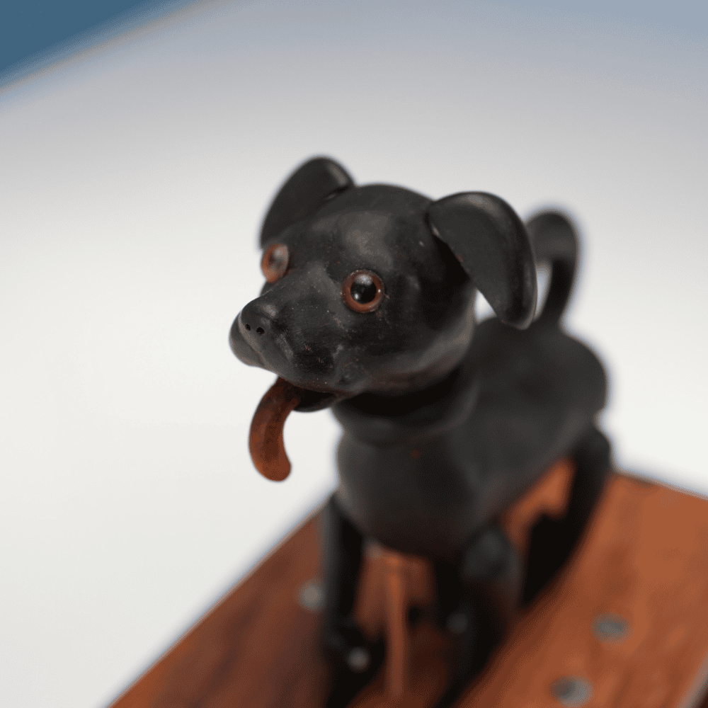 Handcrafted Wooden Dog Crank Automaton