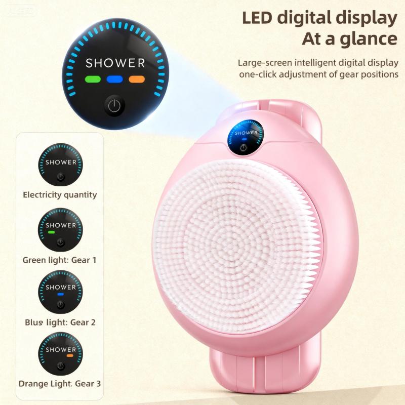 Smart Wall Mounted Exfoliating Brush,Smart Electric Shower Brush for Body - Wall Mounted Back Scrubber with 3 Speeds & 360&deg; Rotation, Rechargeable Exfoliating Brush with Soft Bristles, Hands-Free Deep Cleansing for Men & Women