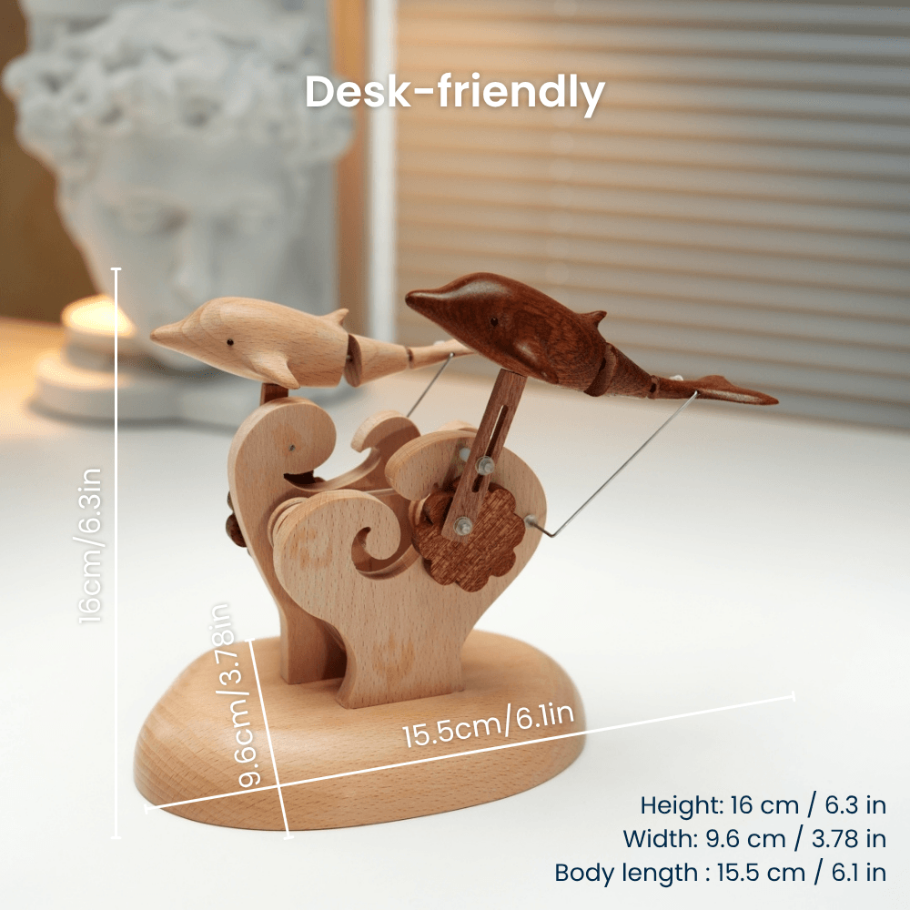 Handcrafted Wooden Dolphin Automaton