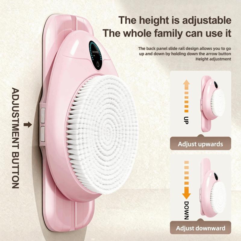 Smart Wall Mounted Exfoliating Brush,Smart Electric Shower Brush for Body - Wall Mounted Back Scrubber with 3 Speeds & 360&deg; Rotation, Rechargeable Exfoliating Brush with Soft Bristles, Hands-Free Deep Cleansing for Men & Women