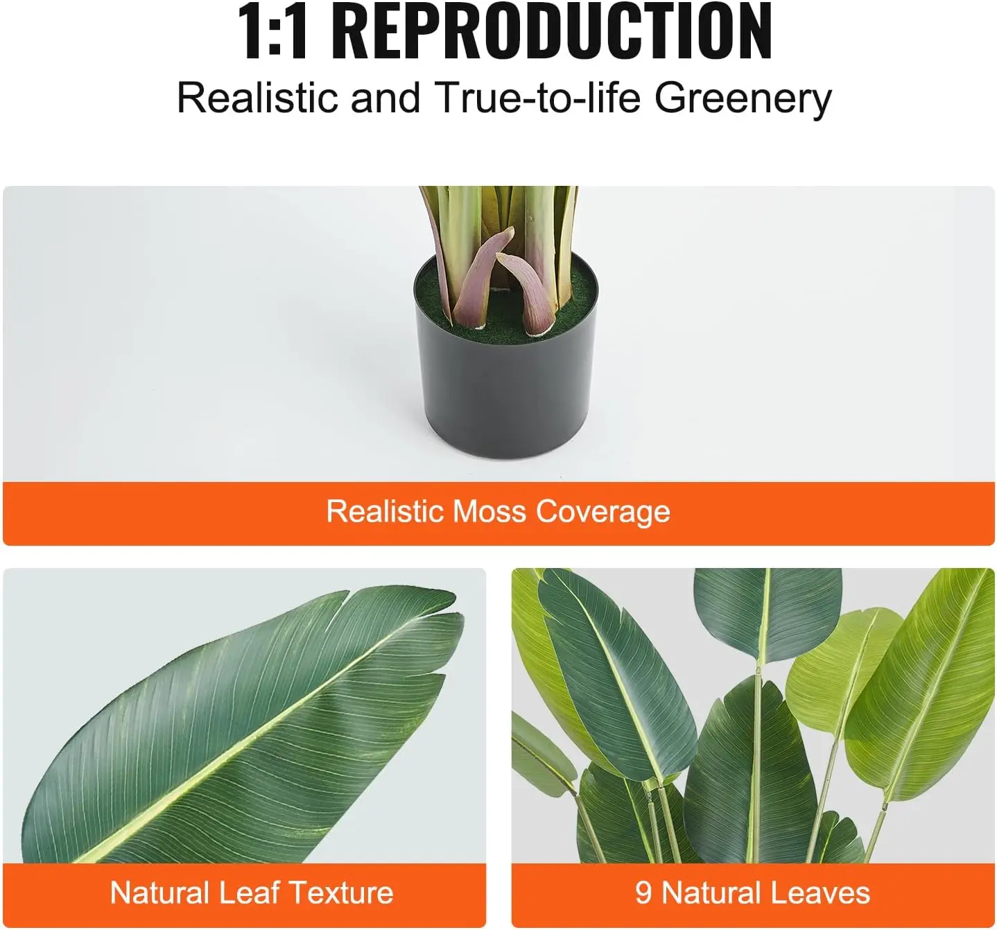 Artificial Bird of Paradise 5 Feet 60 Inch Premium UV Resistant Lifelike Fake Plant in Pot with Dried Moss for Office  Valentine's dayIndoor Outdoor Use Tropical Home Décor Tree Garden Decorations Decorative Flowers Ornaments Outdoorfun Gift - Fruit