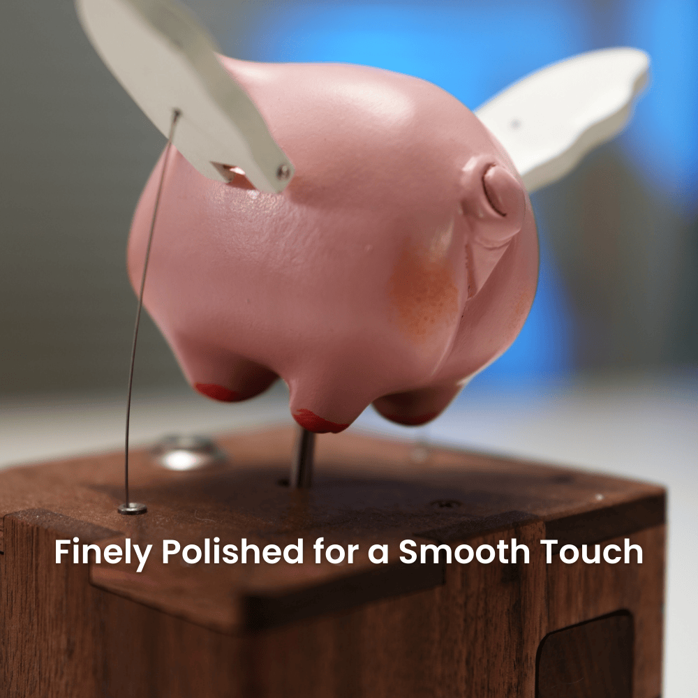 Handcrafted Wooden Angel Pig Automaton