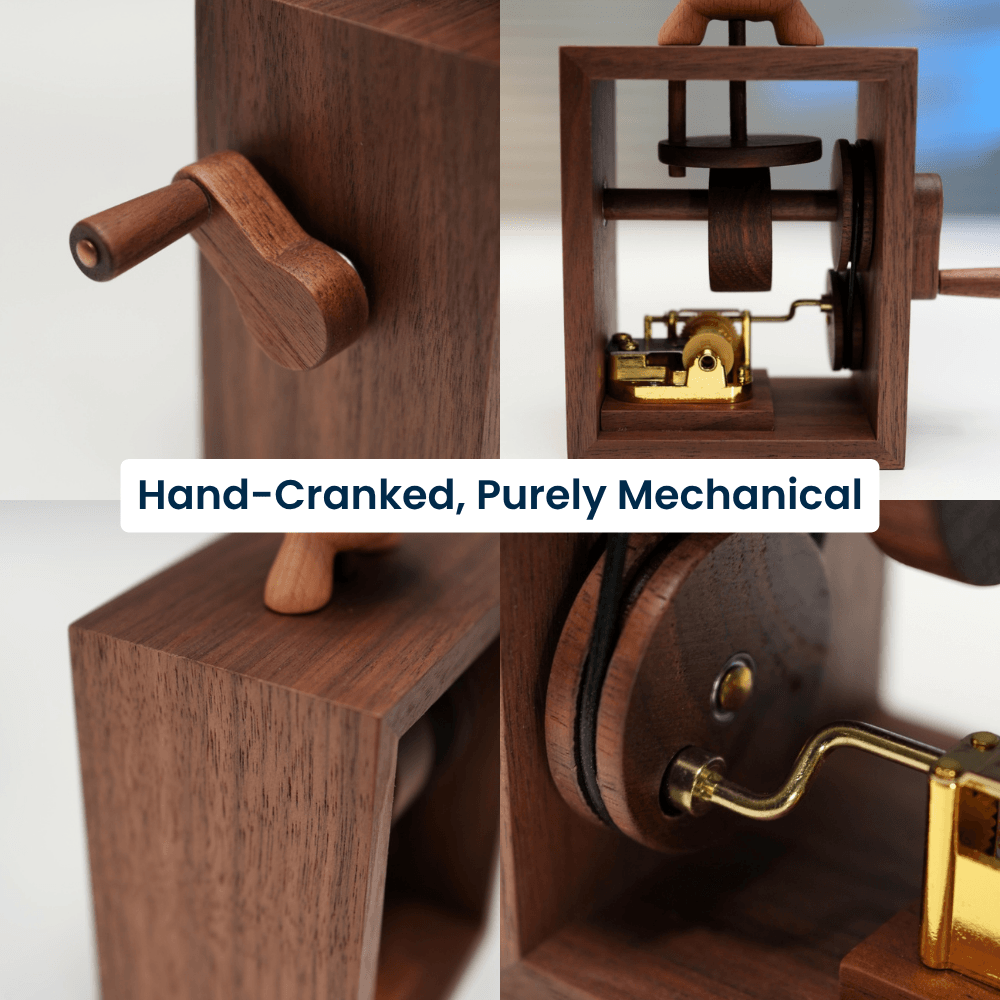 Handcrafted Wooden Bull Music Box Automaton
