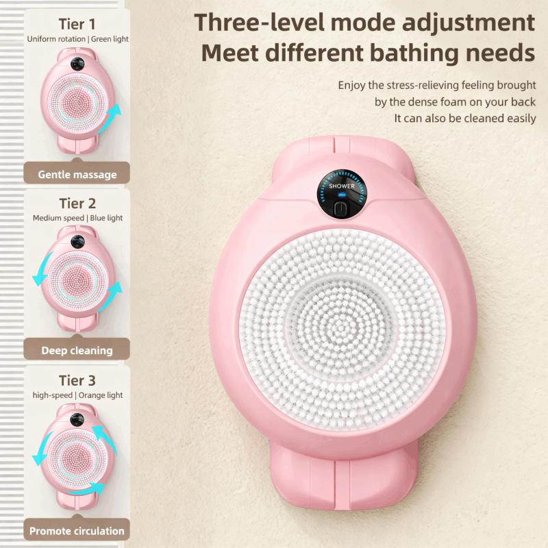 Smart Wall Mounted Exfoliating Brush,Smart Electric Shower Brush for Body - Wall Mounted Back Scrubber with 3 Speeds & 360&deg; Rotation, Rechargeable Exfoliating Brush with Soft Bristles, Hands-Free Deep Cleansing for Men & Women
