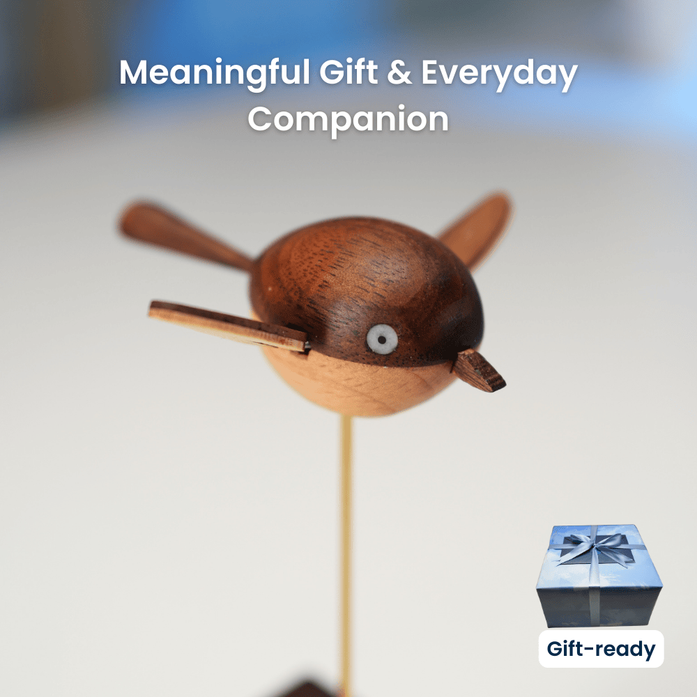 Handcrafted Walnut Bird Automaton