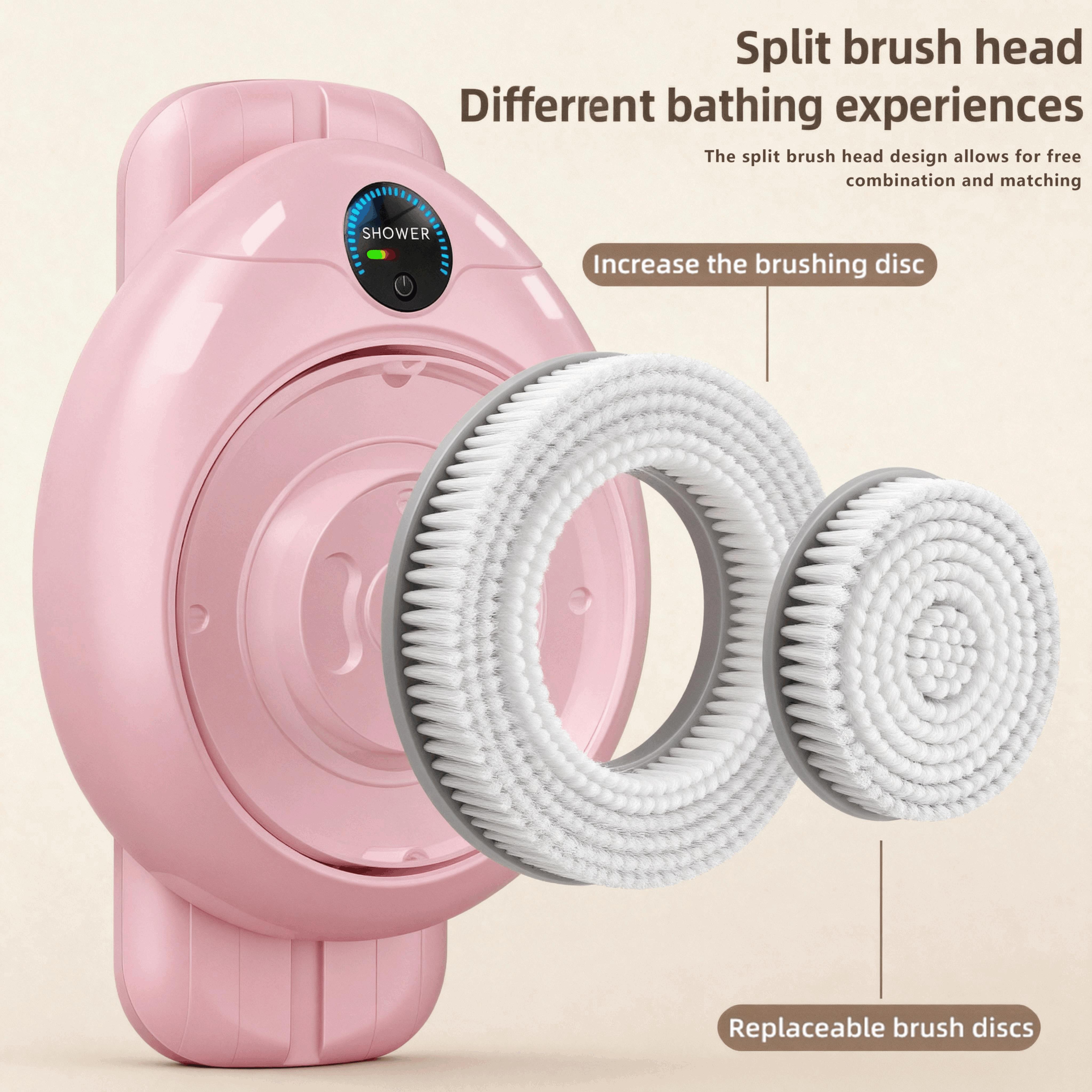 Smart Wall Mounted Exfoliating Brush,Smart Electric Shower Brush for Body - Wall Mounted Back Scrubber with 3 Speeds & 360&deg; Rotation, Rechargeable Exfoliating Brush with Soft Bristles, Hands-Free Deep Cleansing for Men & Women