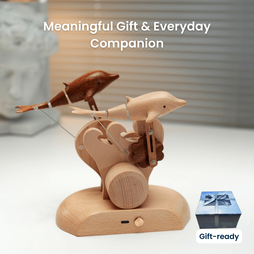 Handcrafted Wooden Dolphin Automaton