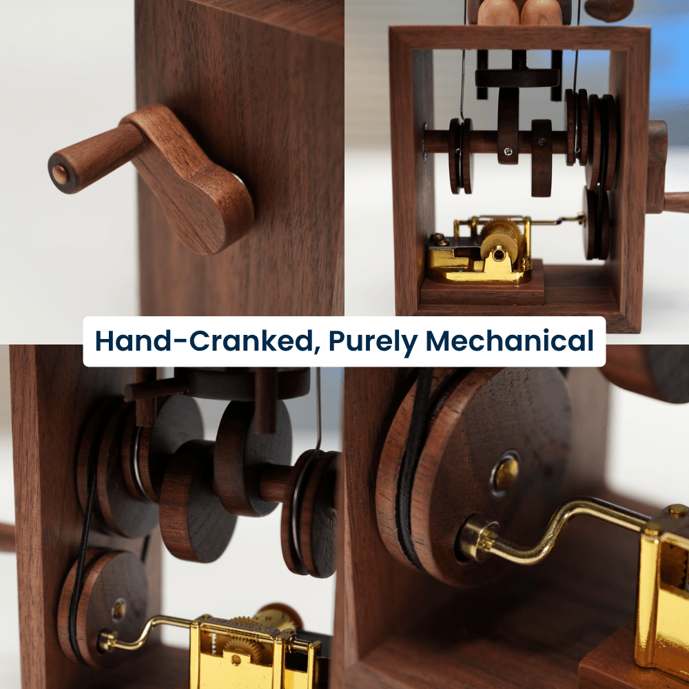 Handcrafted Wooden Monkey Music Box Automaton